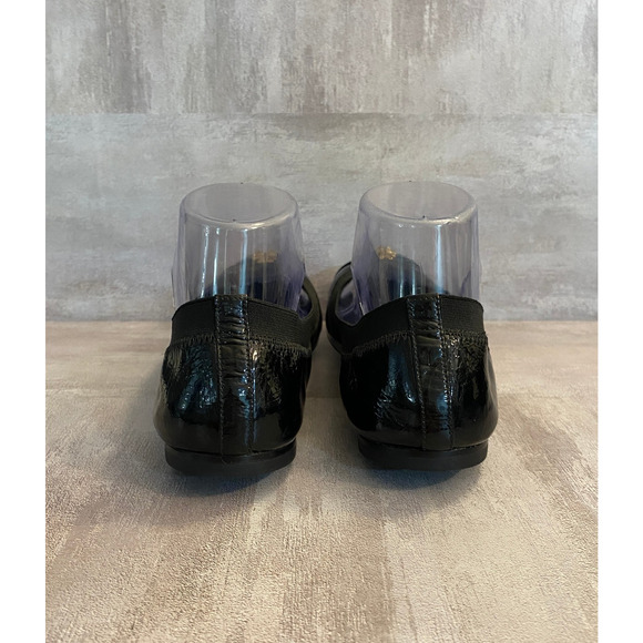 Tory Burch Flats Womens 8M Black Patent Leather Gold Tone Logo Ballet - Picture 5 of 11